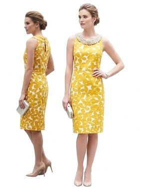 INC Interational Concepts Ivory & Chartreuse Floral Pearl Collar Dress, Size 24W